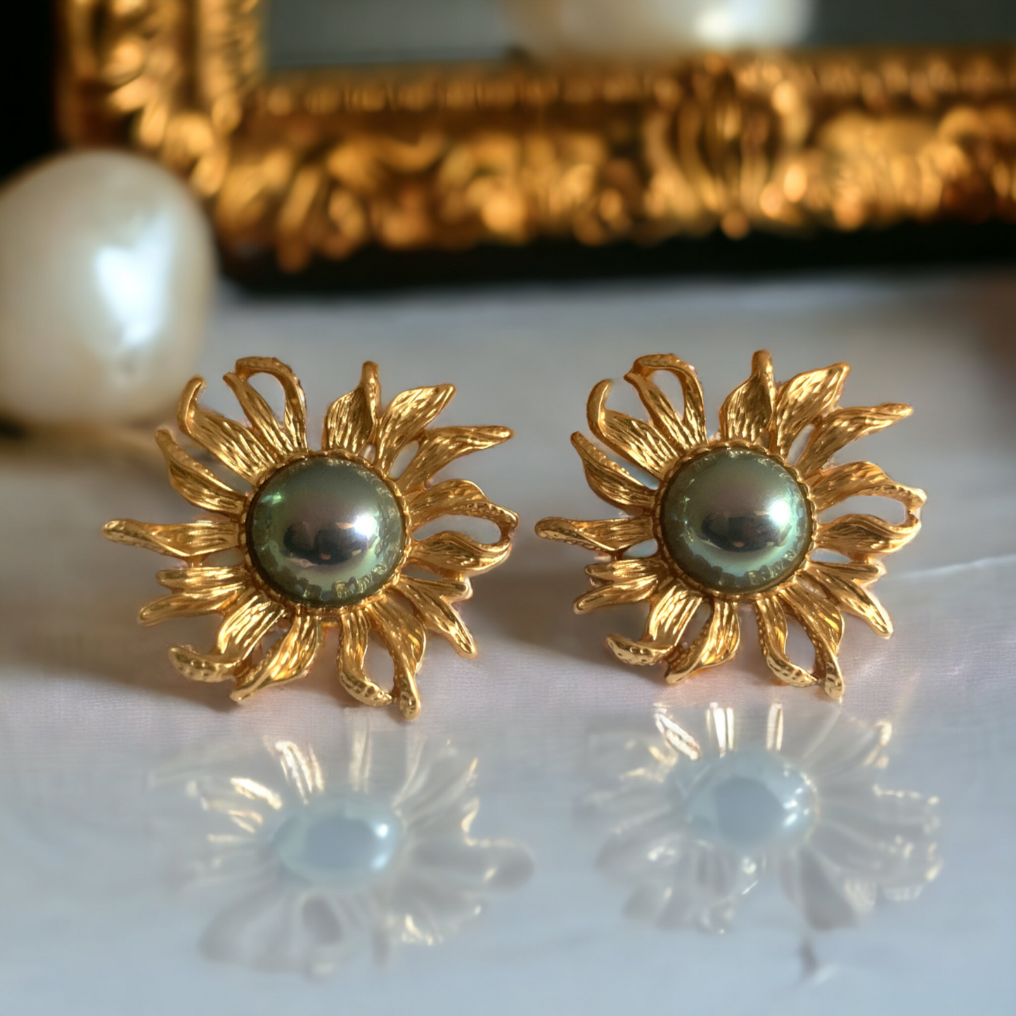 Sunflower Pearl Earrings