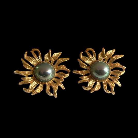 Sunflower Pearl Earrings