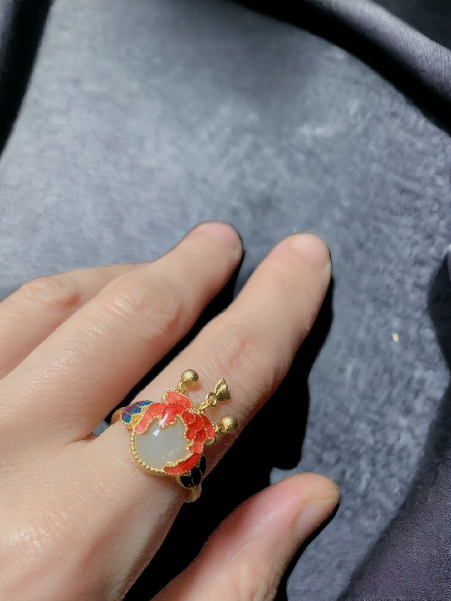 Bud Design Floral Enamel Ring