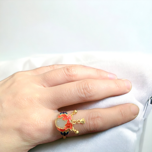 Bud Design Floral Enamel Ring