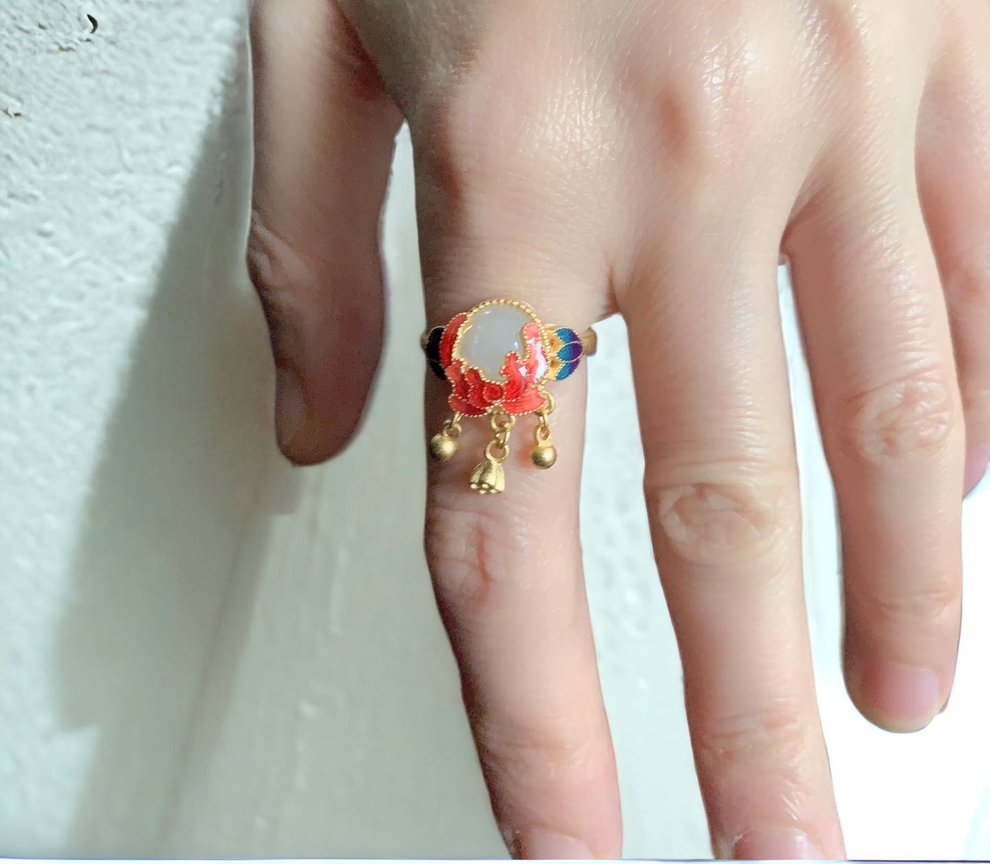 Bud Design Floral Enamel Ring
