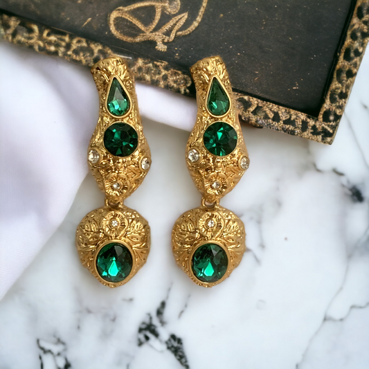 Serpent Emerald Green Earrings