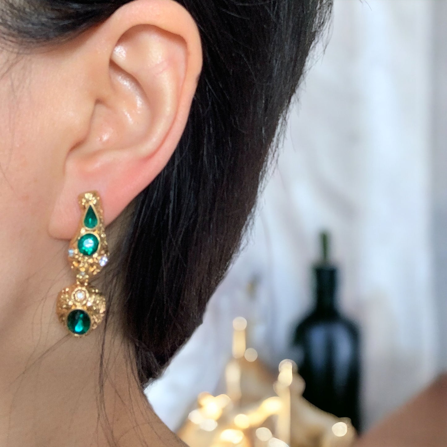 Serpent Emerald Green Earrings