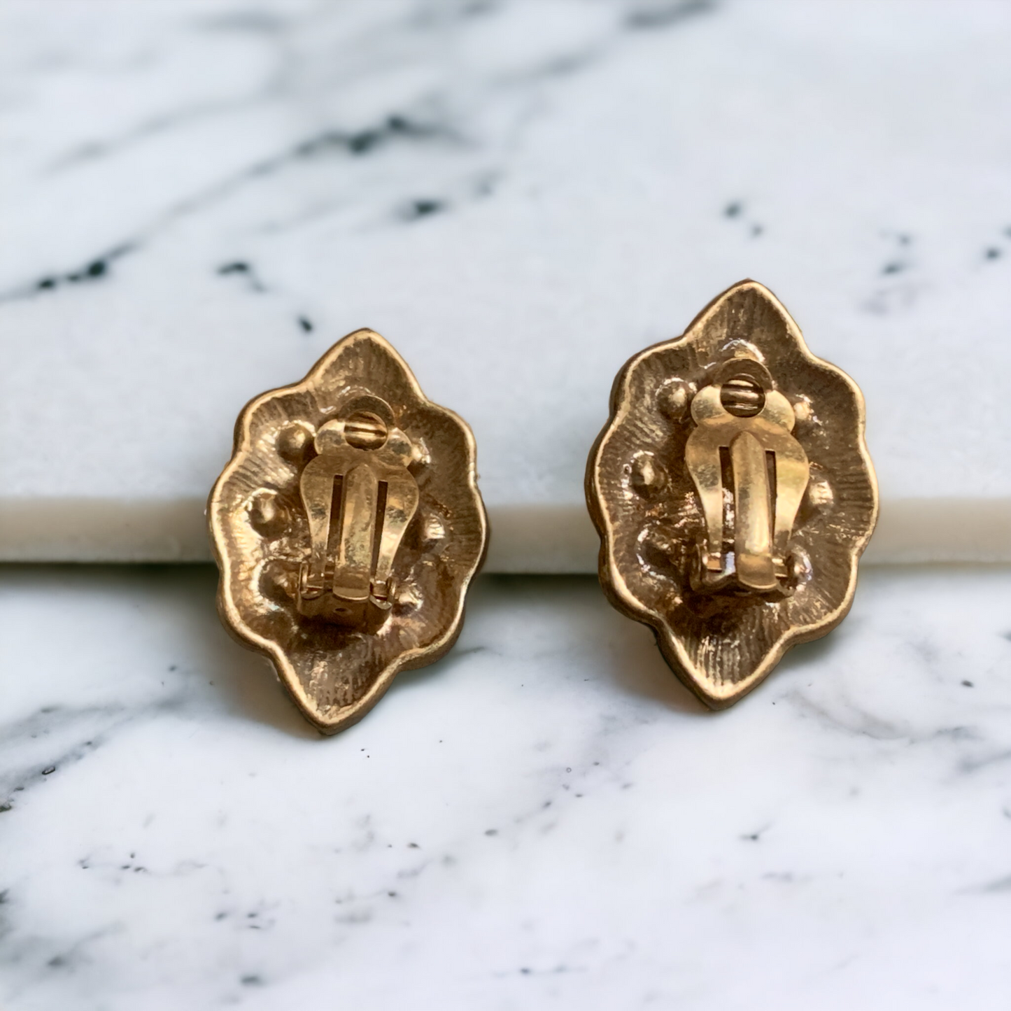 Black Enamel Clip On Earrings