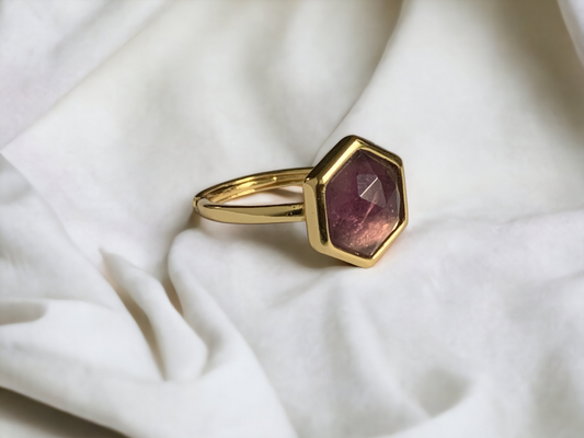 Amethyst Hexagonal Ring