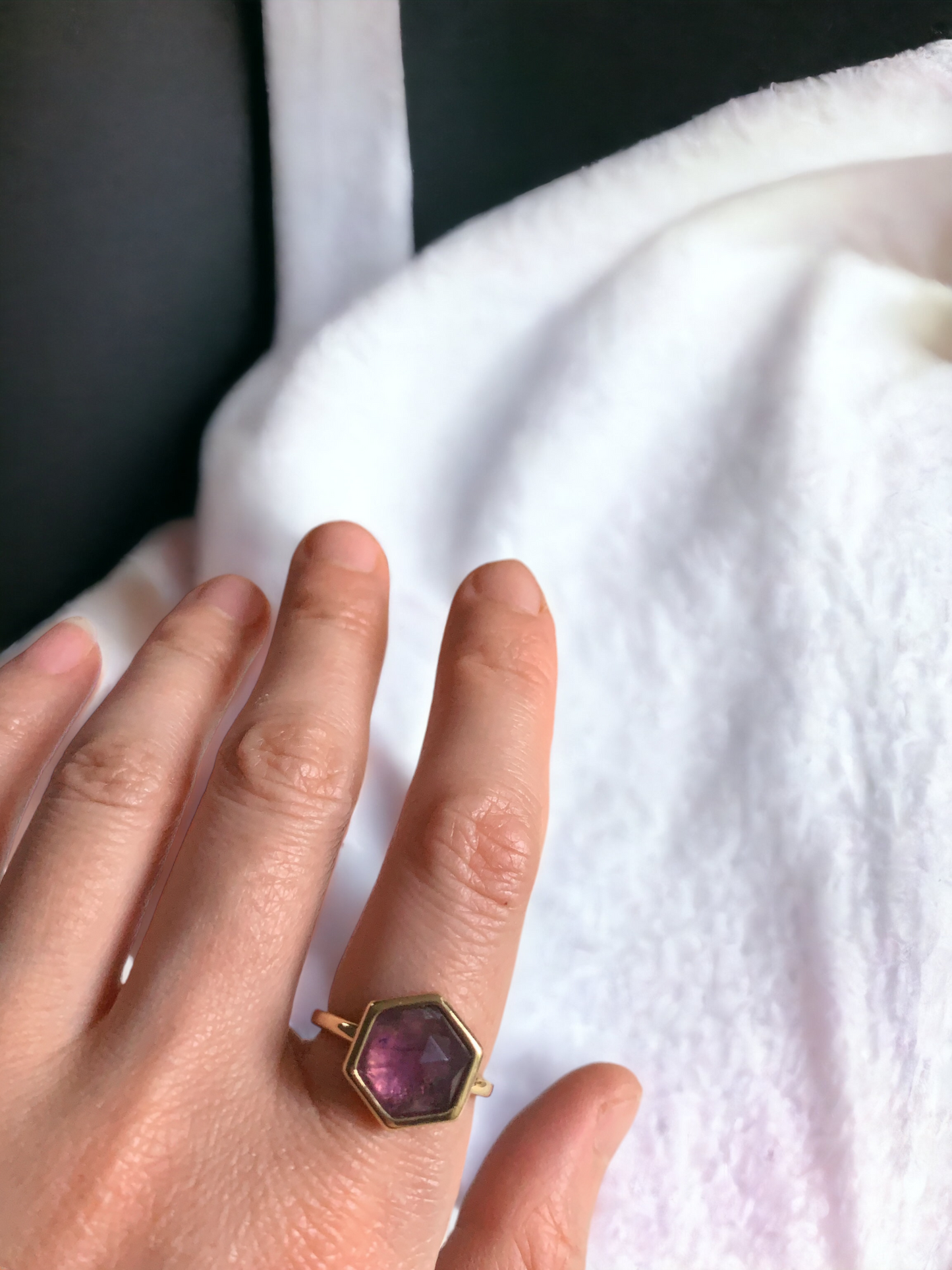 Amethyst Hexagonal Ring