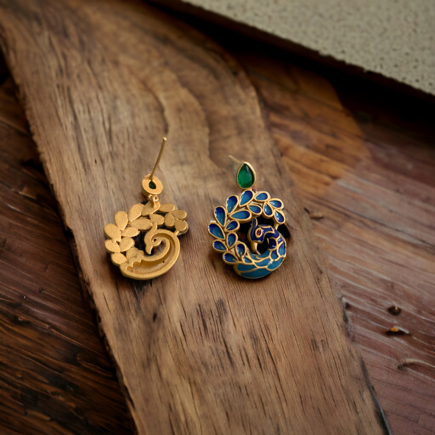 Enamel Peacock Stud Earrings