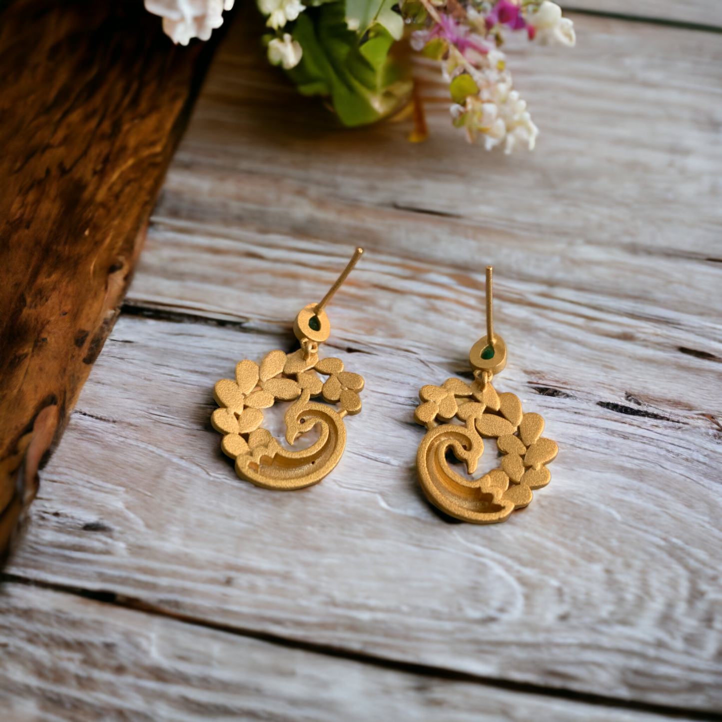 Enamel Peacock Stud Earrings