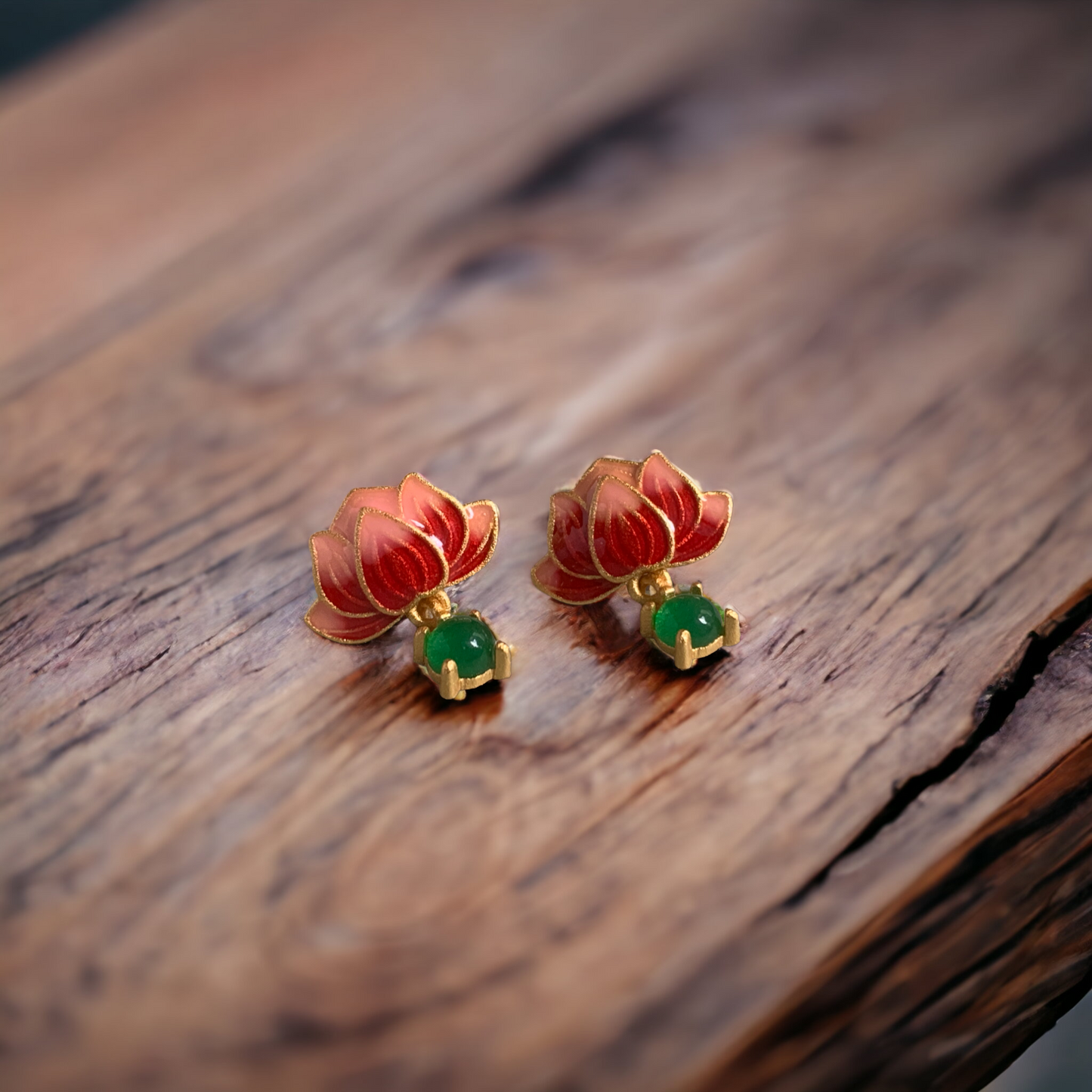 Lotus Flower Enamel Earrings