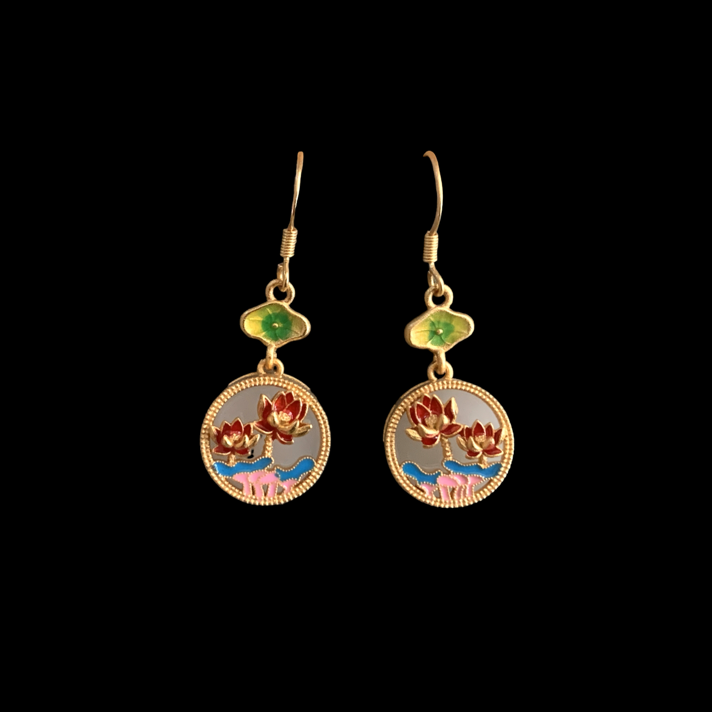 Lotus Flower Enamel Earring