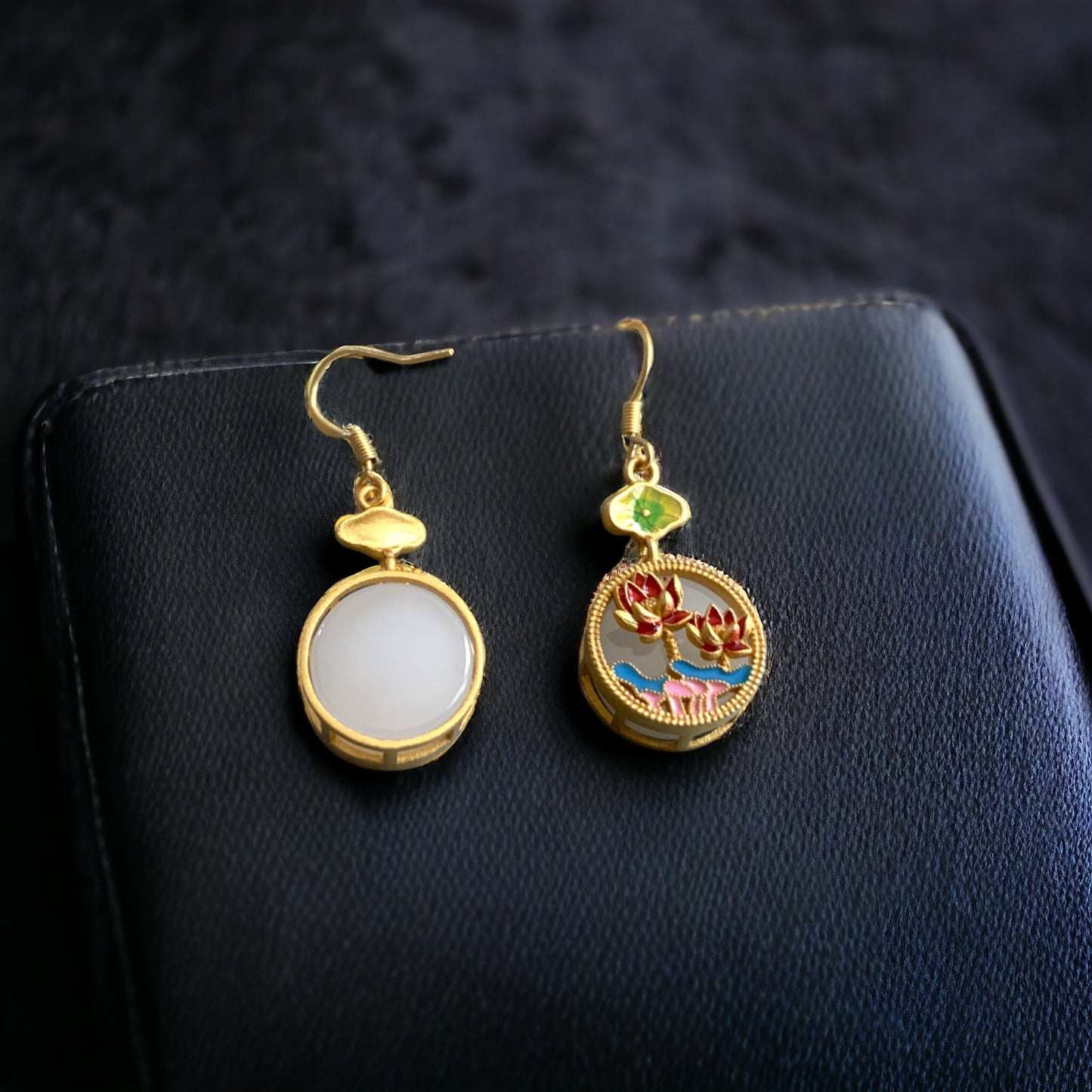 Lotus Flower Enamel Earring