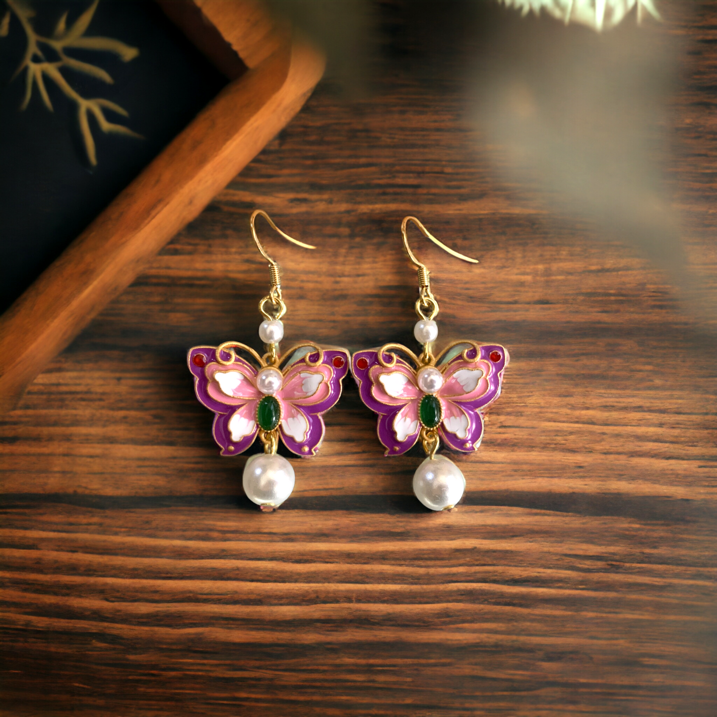 Enamel Butterfly Earrings