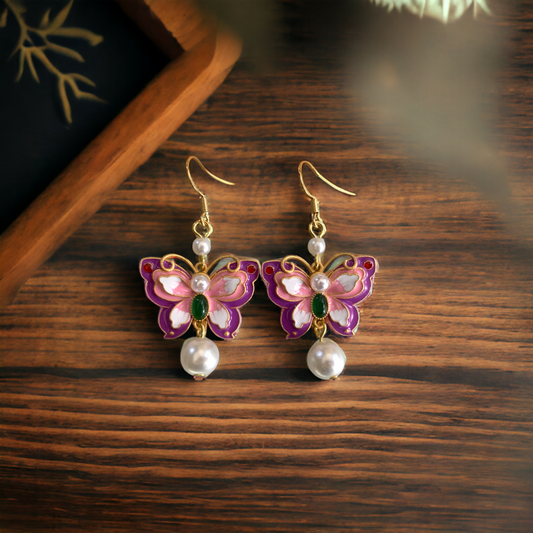 Enamel Butterfly Earrings