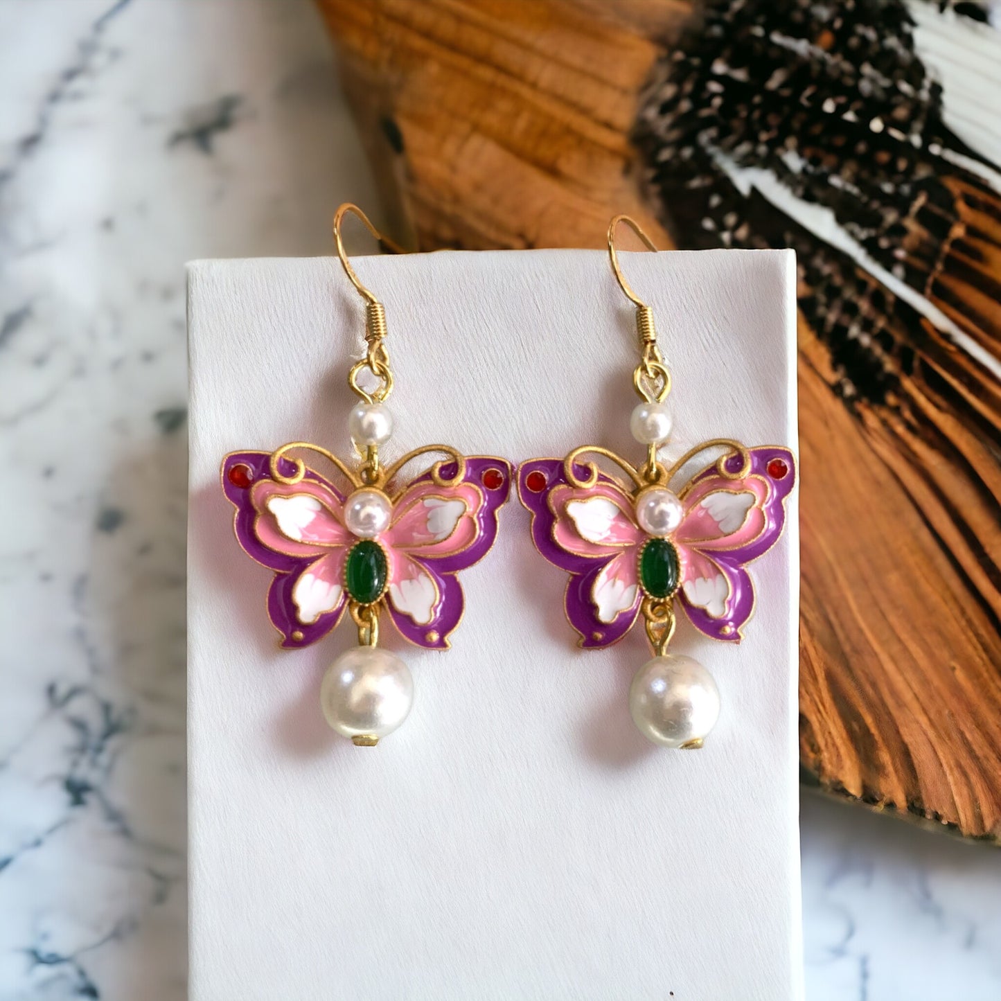 Enamel Butterfly Earrings