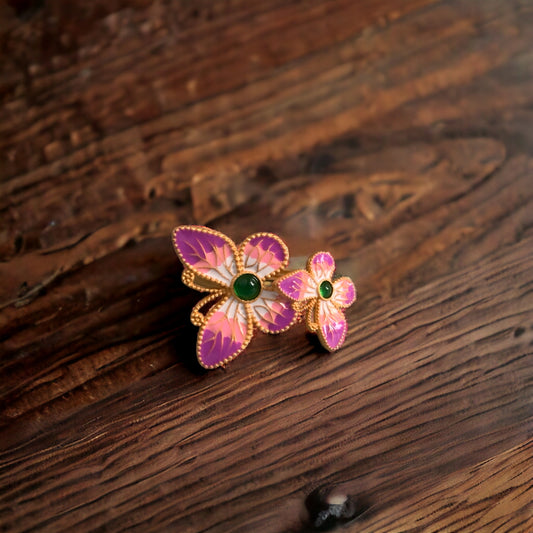 Double Butterfly Enamel Ring