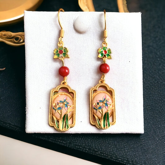 Floral Enamel Earrings