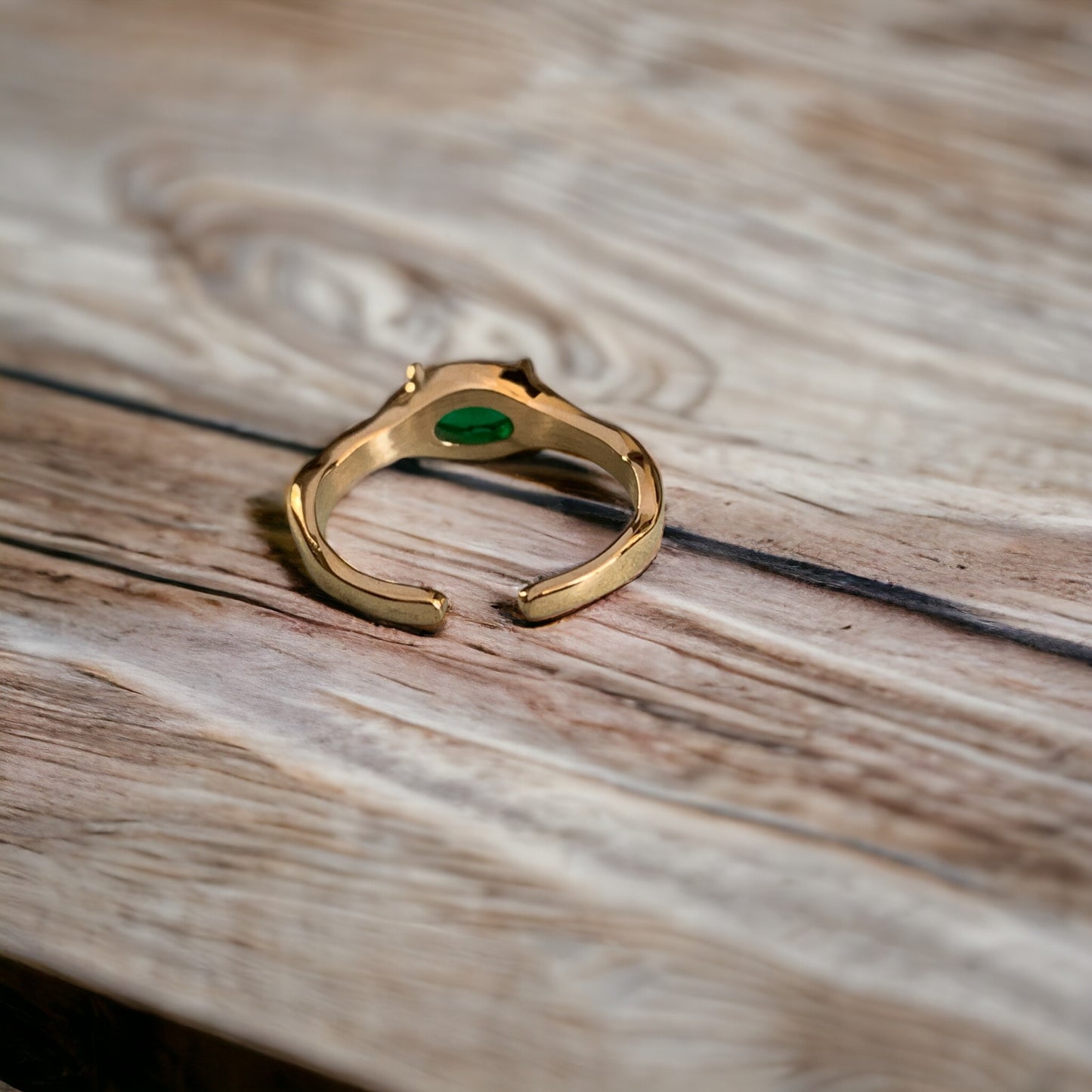 Emerald Green CZ Adjustable Ring
