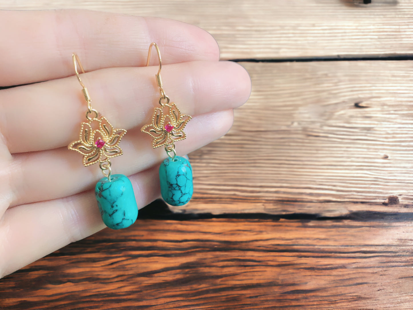 Lotus Flower Cylinder Earrings