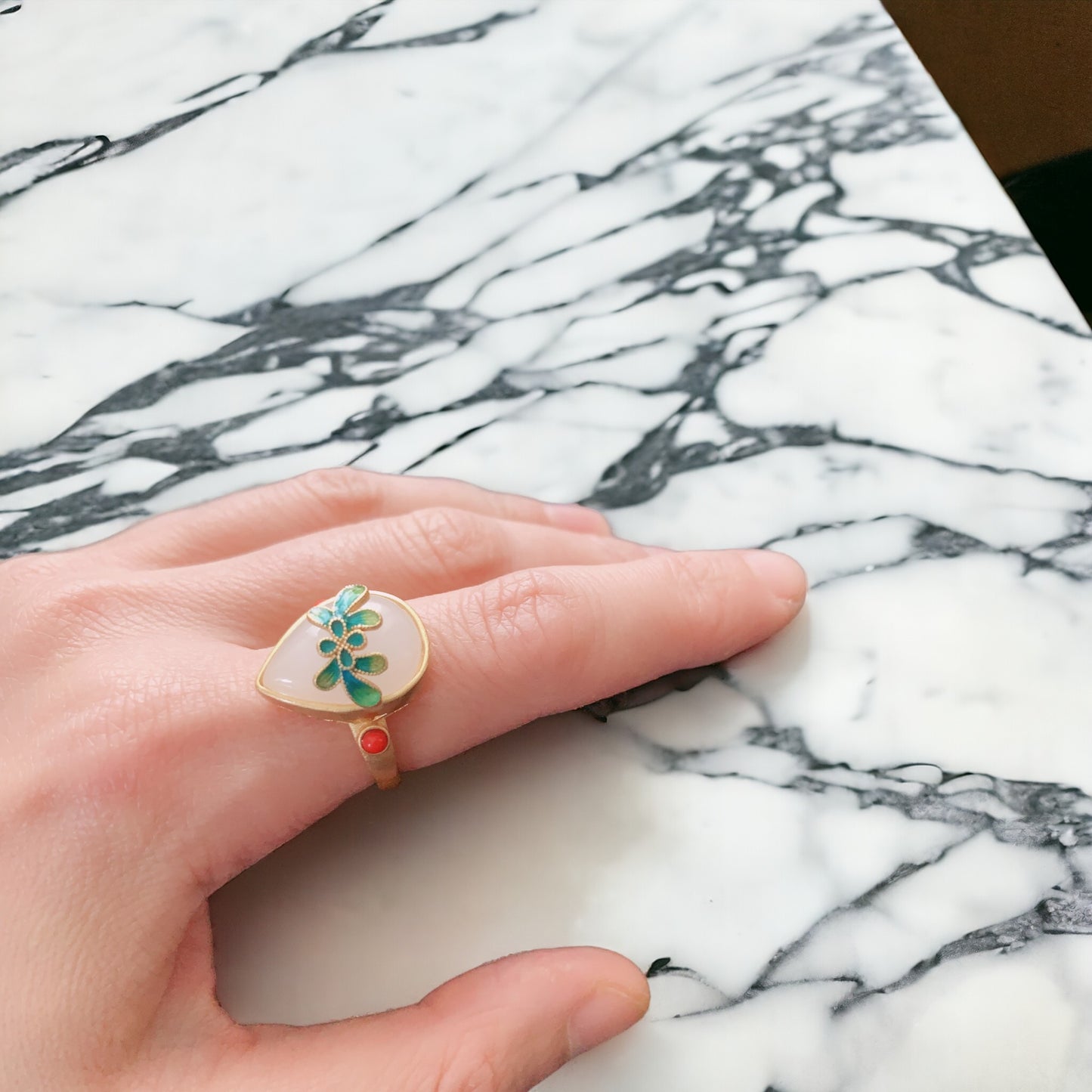 Heart Shaped Cloisonne Ring