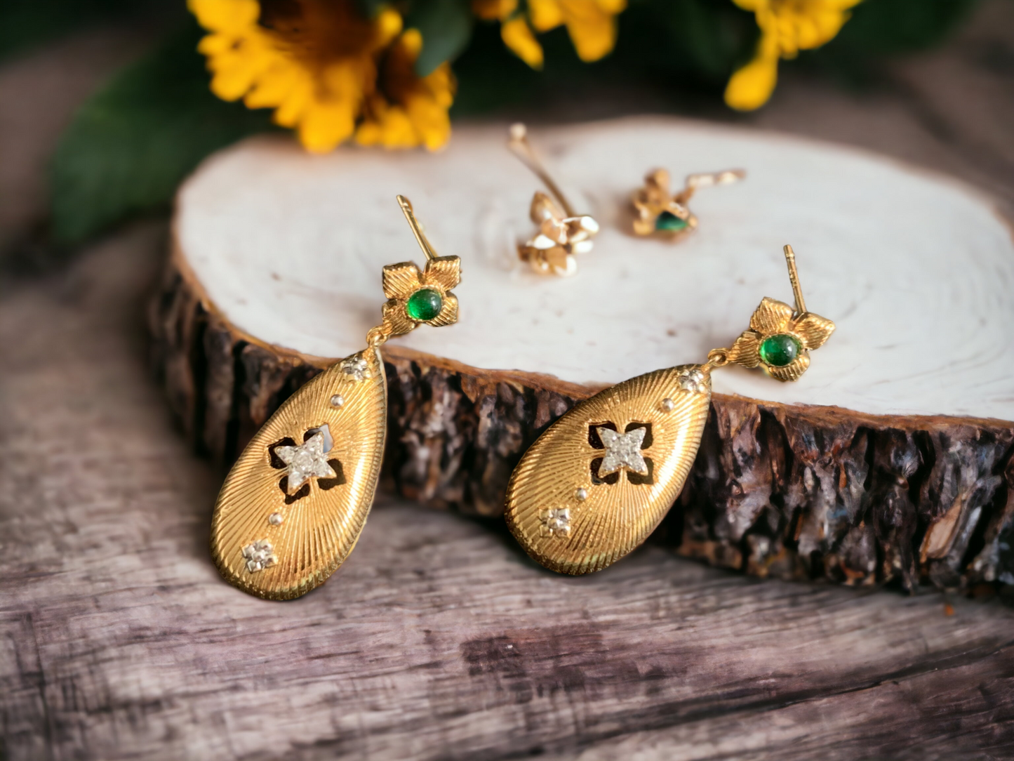 Lucky Clover Floral Statement Earrings