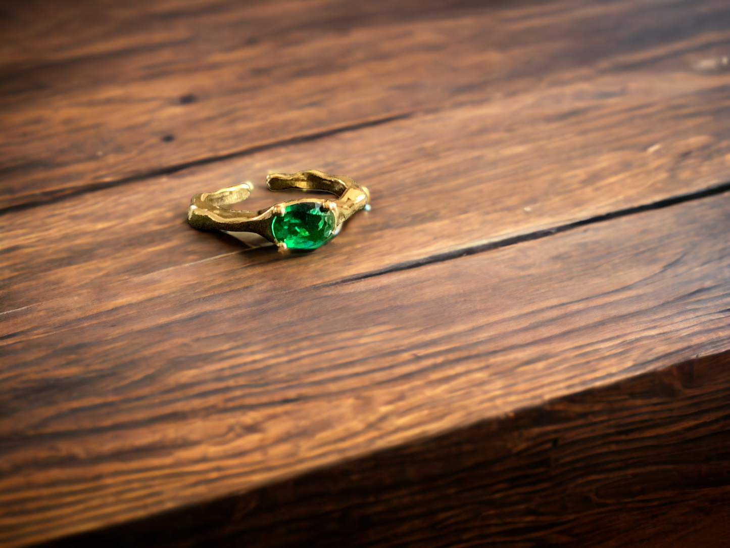 Emerald Green CZ Adjustable Ring