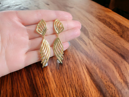 Leaf Drop Floral Statement Earrings