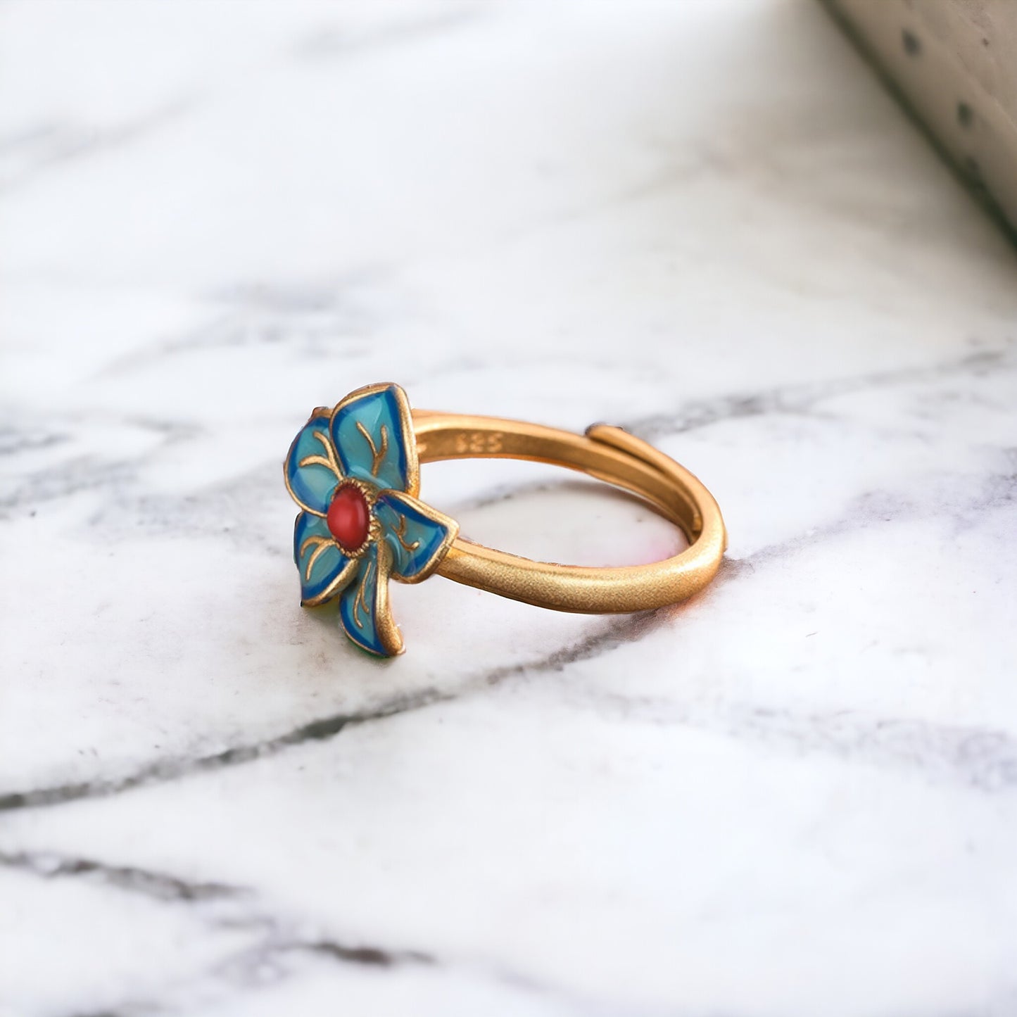 Vintage Style Cloisonne Flower Ring