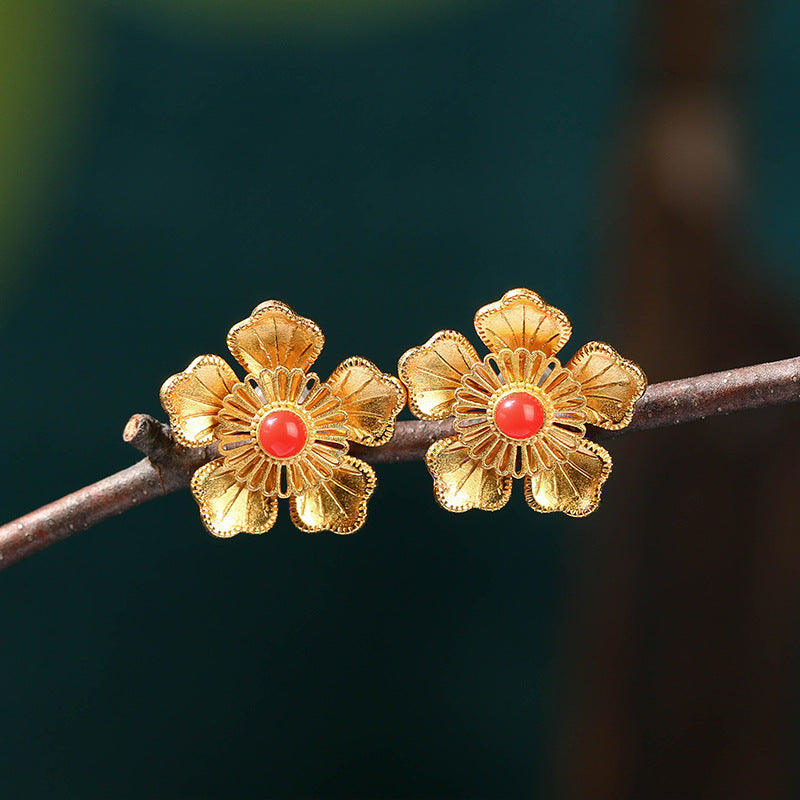Camellia Flower Stud Earrings