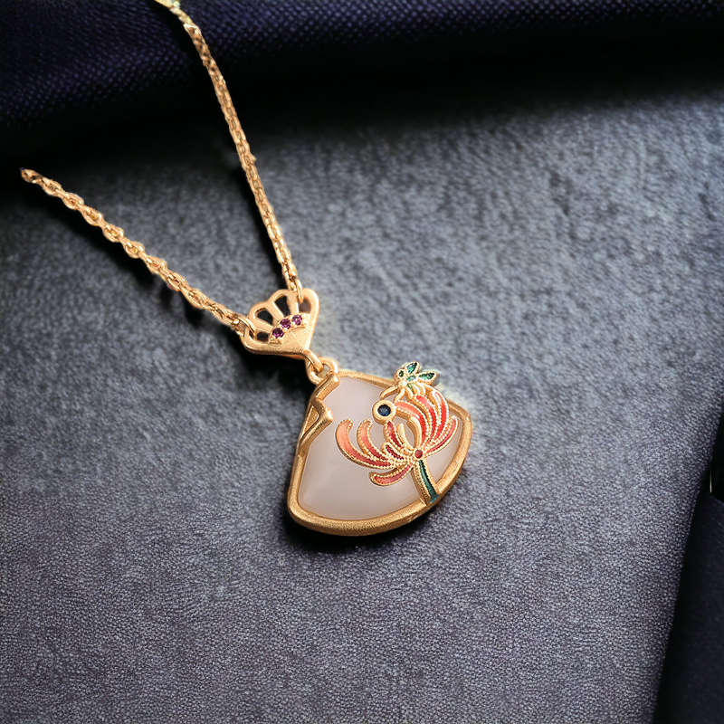 Fan Shape Spider Lily Necklace