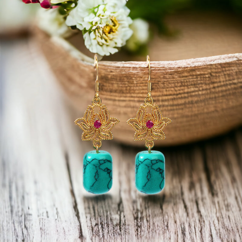 Lotus Flower Cylinder Earrings