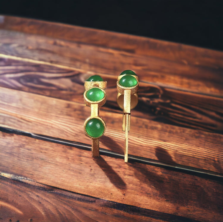 Open Hoop Green Earrings