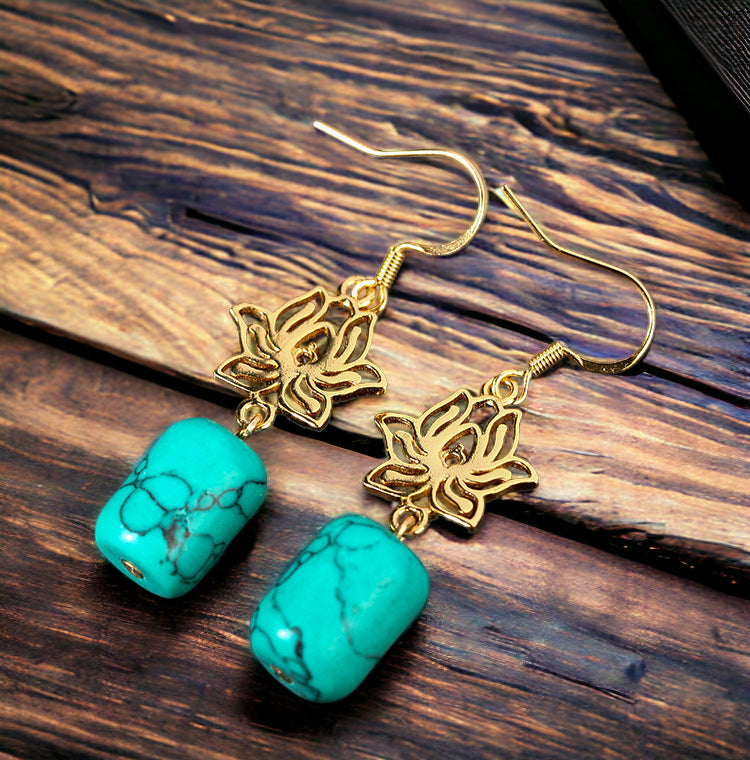 Lotus Flower Cylinder Earrings