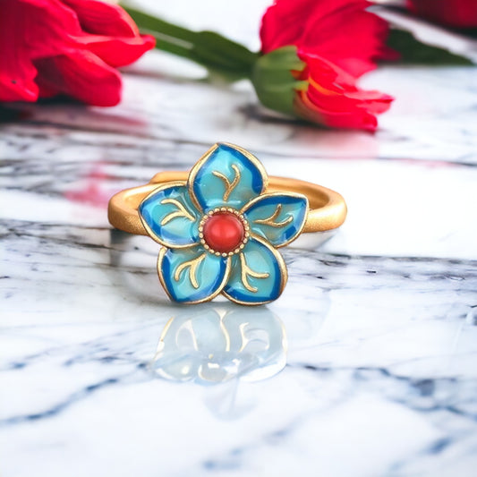 Vintage Style Cloisonne Flower Ring