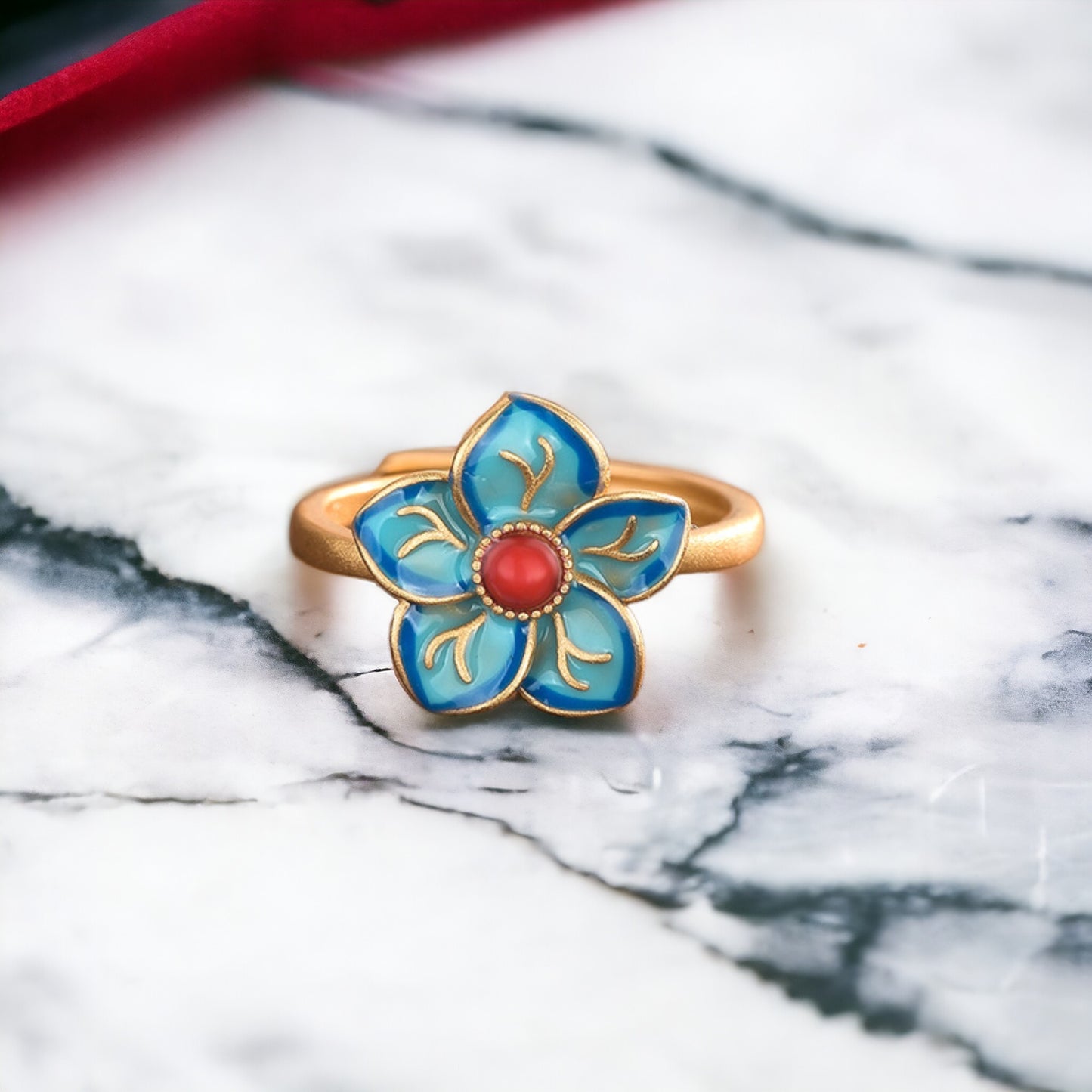 Vintage Style Cloisonne Flower Ring
