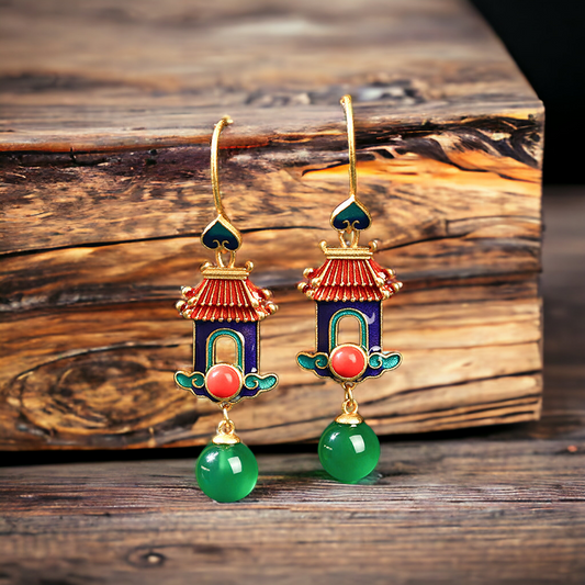 Pagoda Design Vintage Earrings