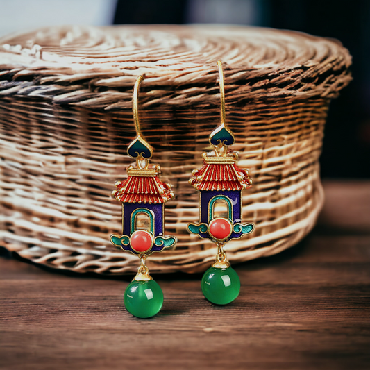 Pagoda Design Vintage Earrings