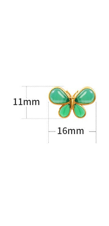 Butterfly Chrysoprase Green Stud Earrings
