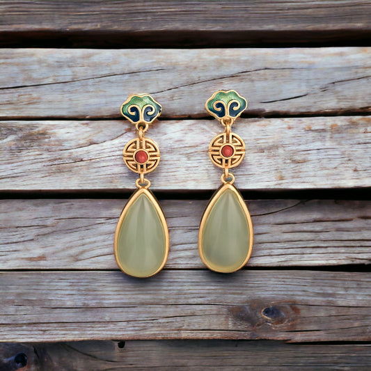 Vitreous Enamel South Red Agate Earrings