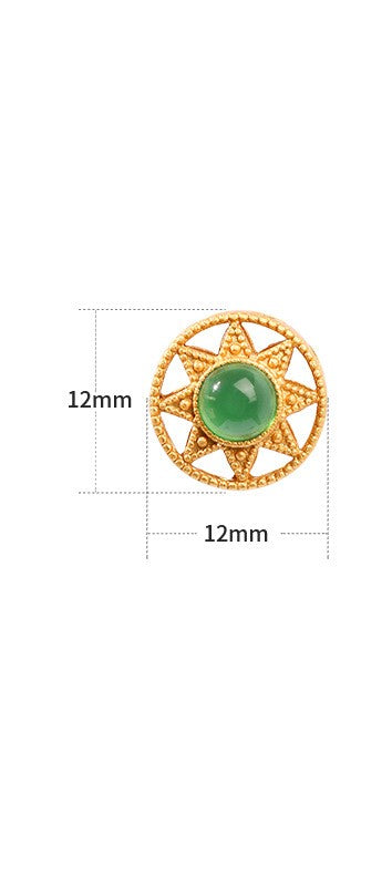 Octagram Chrysoprase Stud Earrings