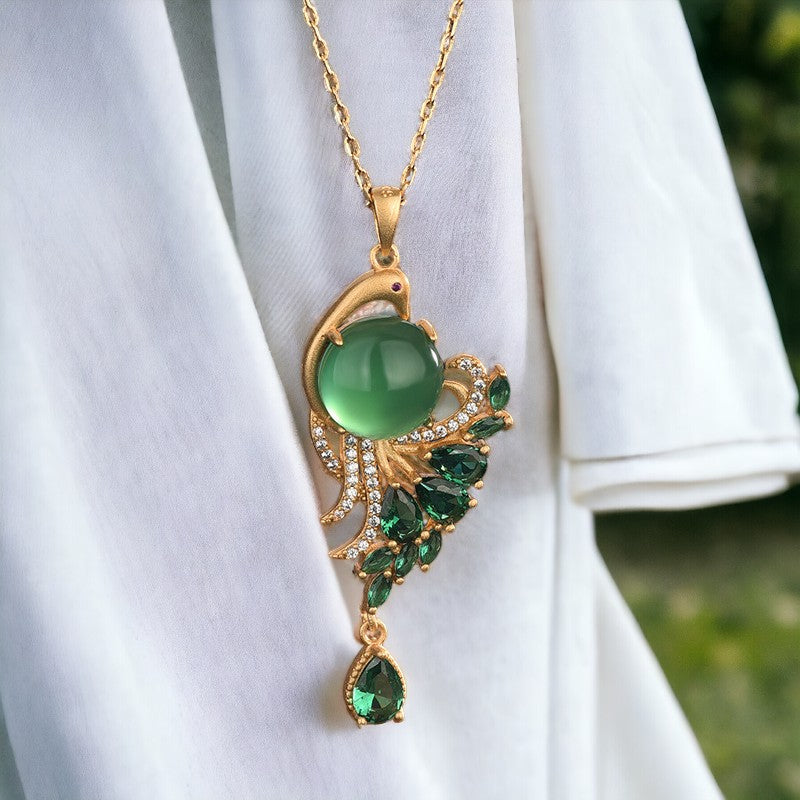 Chrysoprase Peacock Necklace