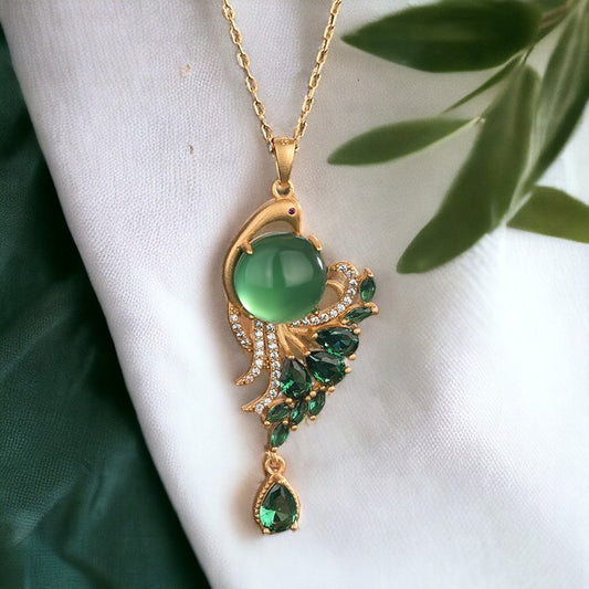 Chrysoprase Peacock Necklace