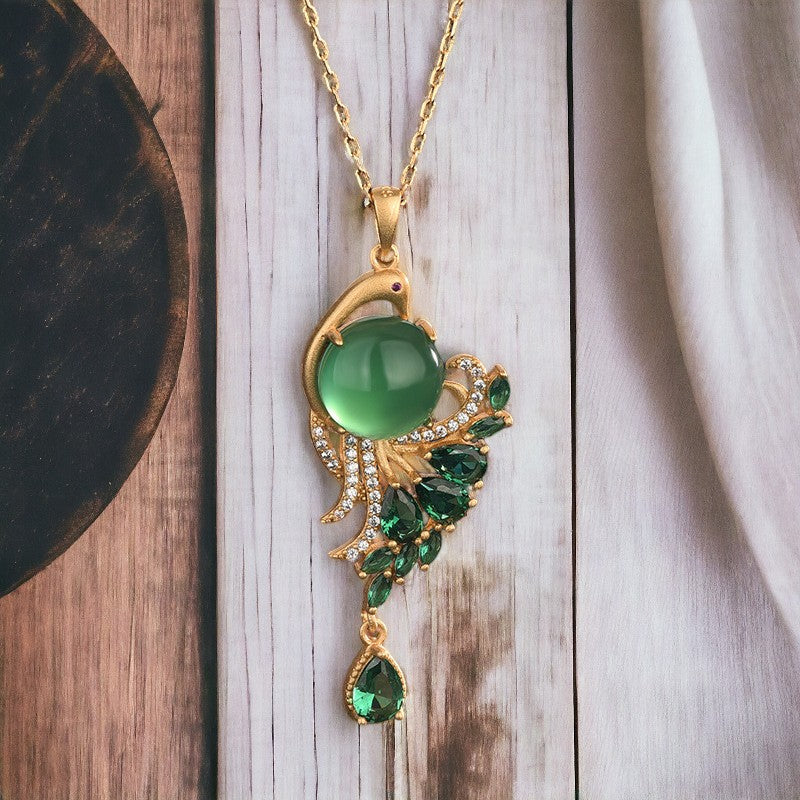 Chrysoprase Peacock Necklace