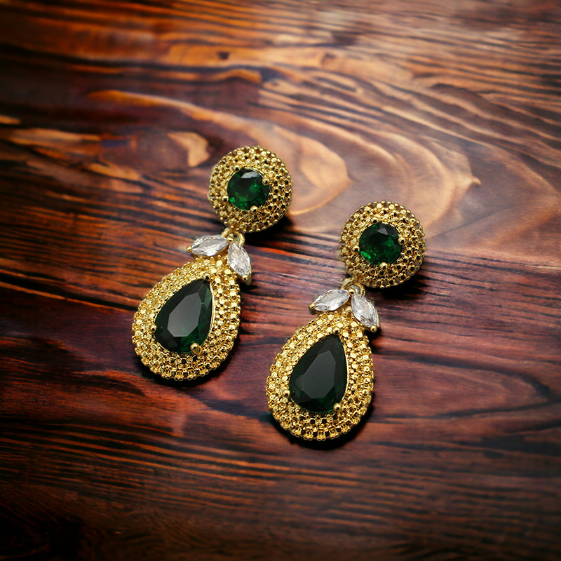 Emerald Green CZ Earrings