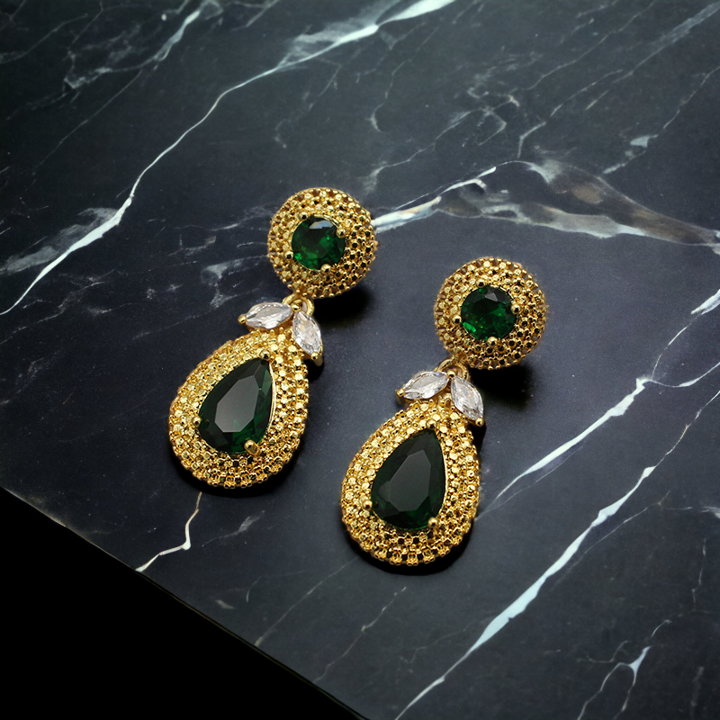 Emerald Green CZ Earrings