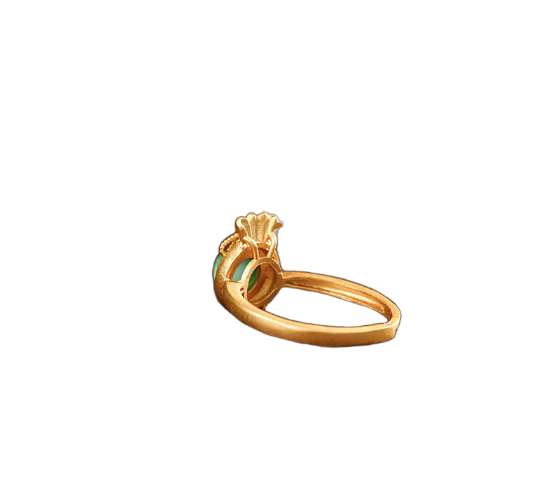 Pouch Shape Chrysoprase Ring