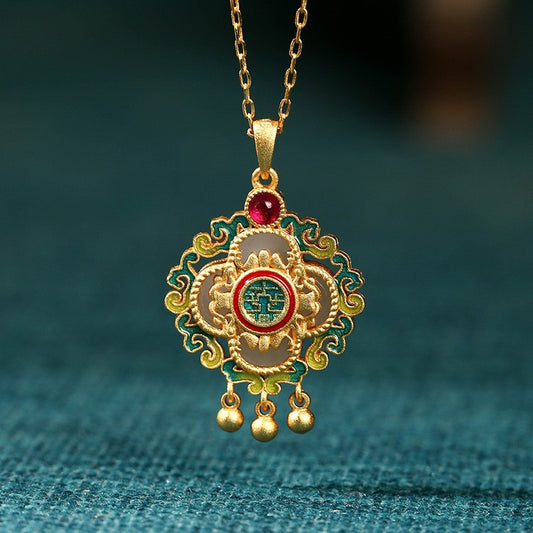 Four-leaf Clover Enamel Necklace