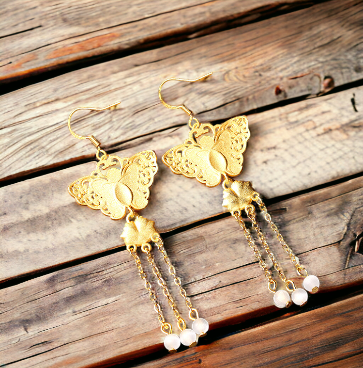 Butterfly Tassel Drop Earrings