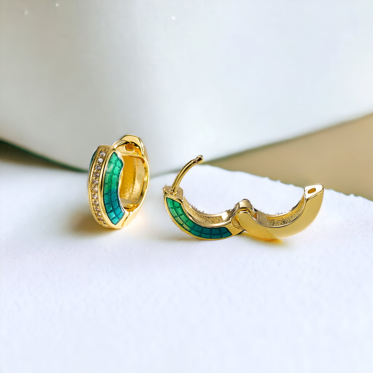 Blue Enamel Hoop Earrings