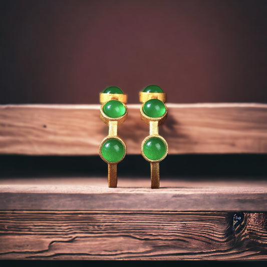 Open Hoop Green Earrings