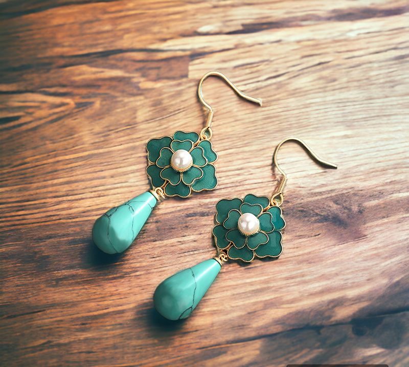 Camellia Turquoise Drop Earrings
